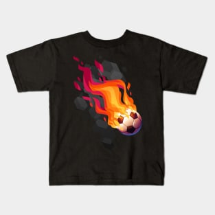 Flaming Football Kids T-Shirt